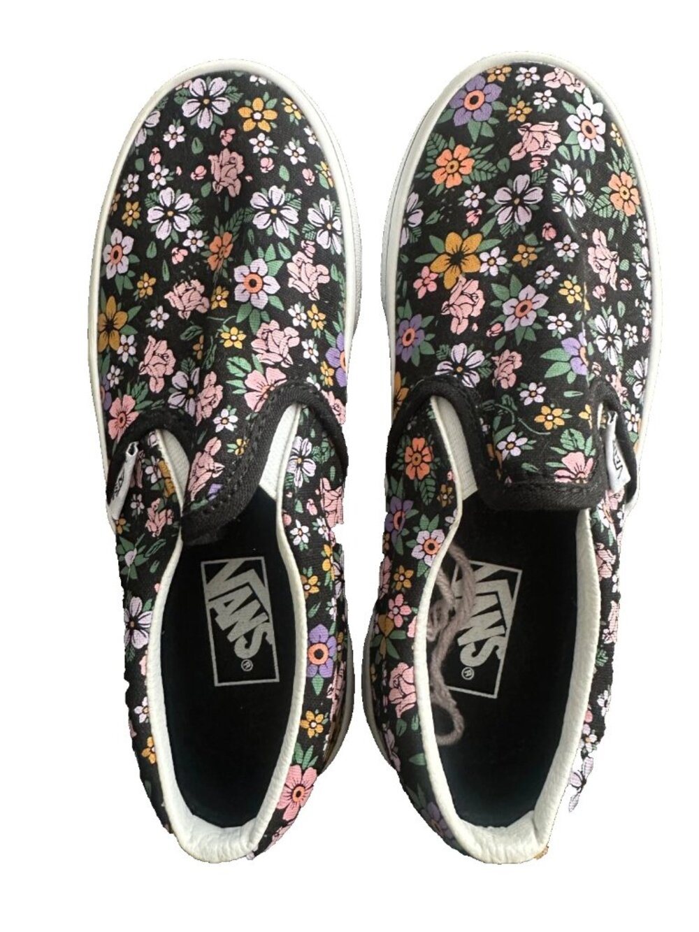 Vans Slip On Black Floral Kids SZ 13.5 Floral Flowers Classic NWOT Shoes
